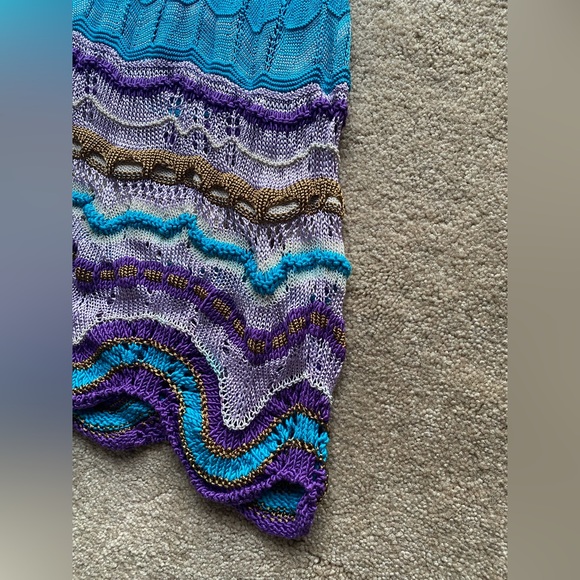 missoni knit sleeveless dress 4 small multicolor funky pattern weave beachy tank - Picture 2 of 5